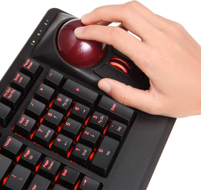 Perixx Periboard-322 Beleuchtete Trackball Tastatur mit Mechanischen Tasten - 55 mm Grosser Trackbal