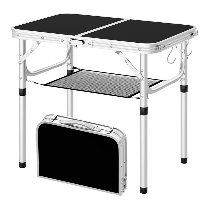 WOLTU Klapptisch Höhenverstellbar 25/36/50/60 cm, 60x40cm Tischplatte, mit Aufbewahrungsnetz und Hak