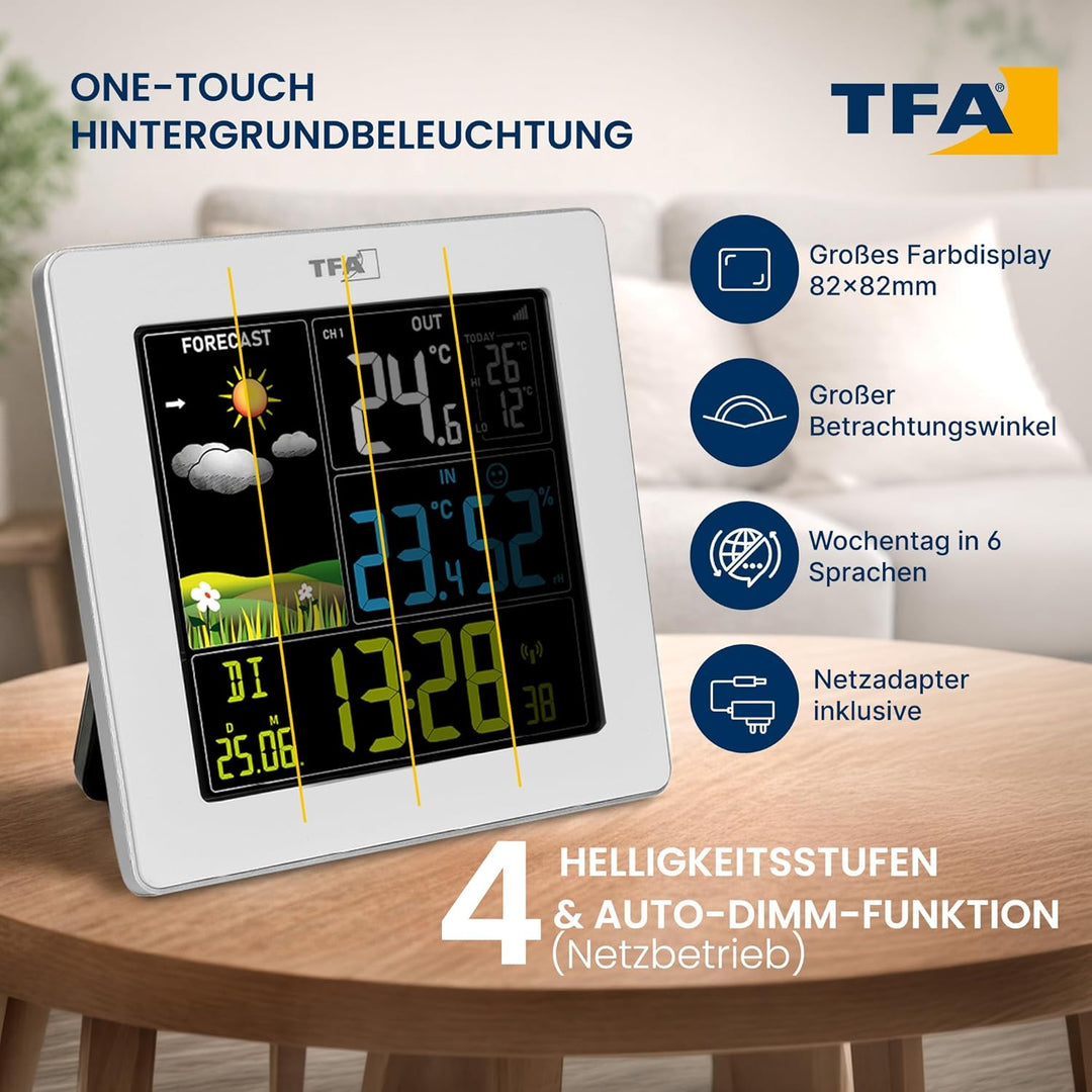 TFA Dostmann Digitale Funk Wetterstation mit Aussensensor SUN2, 35.1174, für Innen und Aussentempera