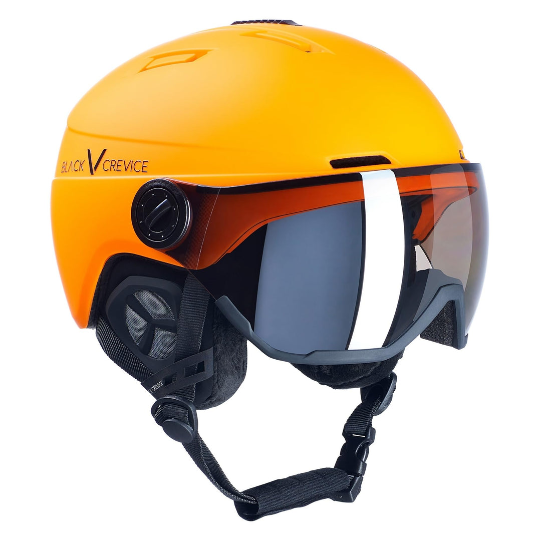 Black Crevice Skihelm Calgary I Skihelm mit Visier im Pilotenstyle I Skihelm Herren &amp; Damen I Skihel