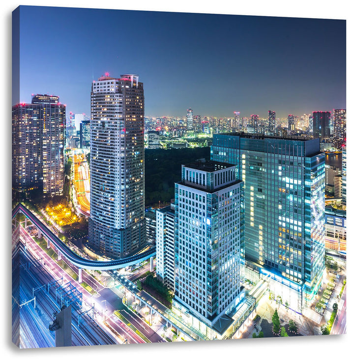 Pixxprint Moderne Architektur in Tokio als Leinwandbild Quadratisch| Grösse: 70x70 | Wandbild| Kunst
