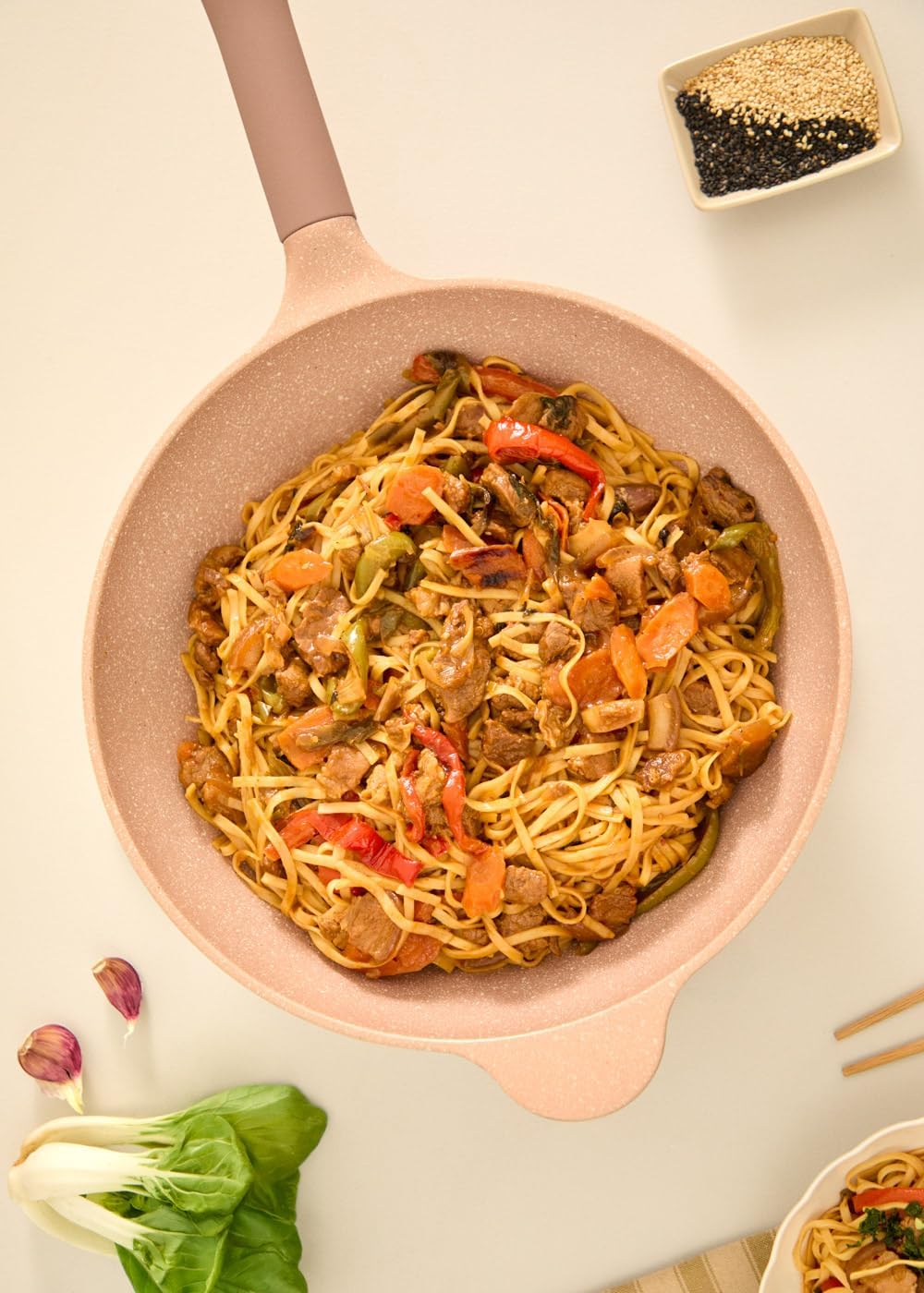 CREATE / WOK STUDIO/Wok aus Aluminiumguss mit Keramikbeschichtung Mokka/Für alle Herdarten geeignet,
