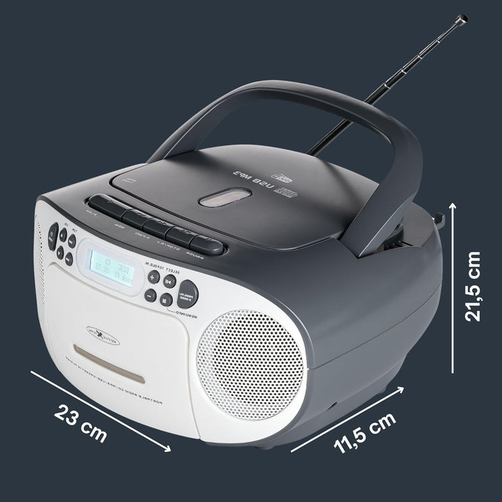 REFLEXION CD-Radio DAB+, DAB, UKW AUX, CD, DAB+, Kassette, UKW, USB Weiss, Grau, RCR2260DAB/GR mit D
