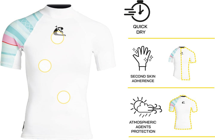 Cressi Shield Lady Rash Guard Short/SL - Protective Short Sleeve Rash Guard für SUP und Wassersport,