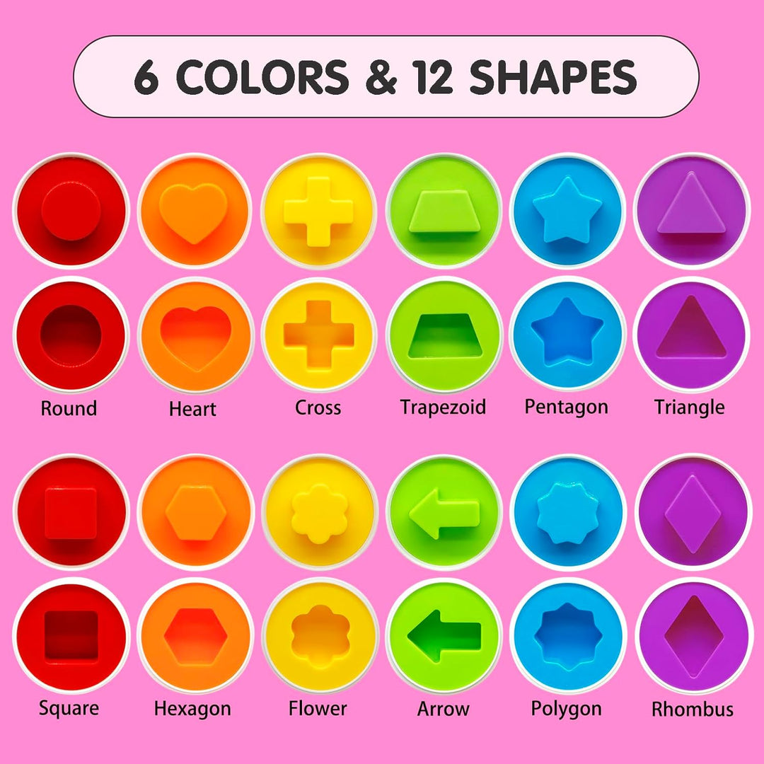 Passende Eier Montessori Spielzeug ab 1 Jahr, 12 Pcs Eier Spielzeuge Farbe und Form Erkennung Sorter