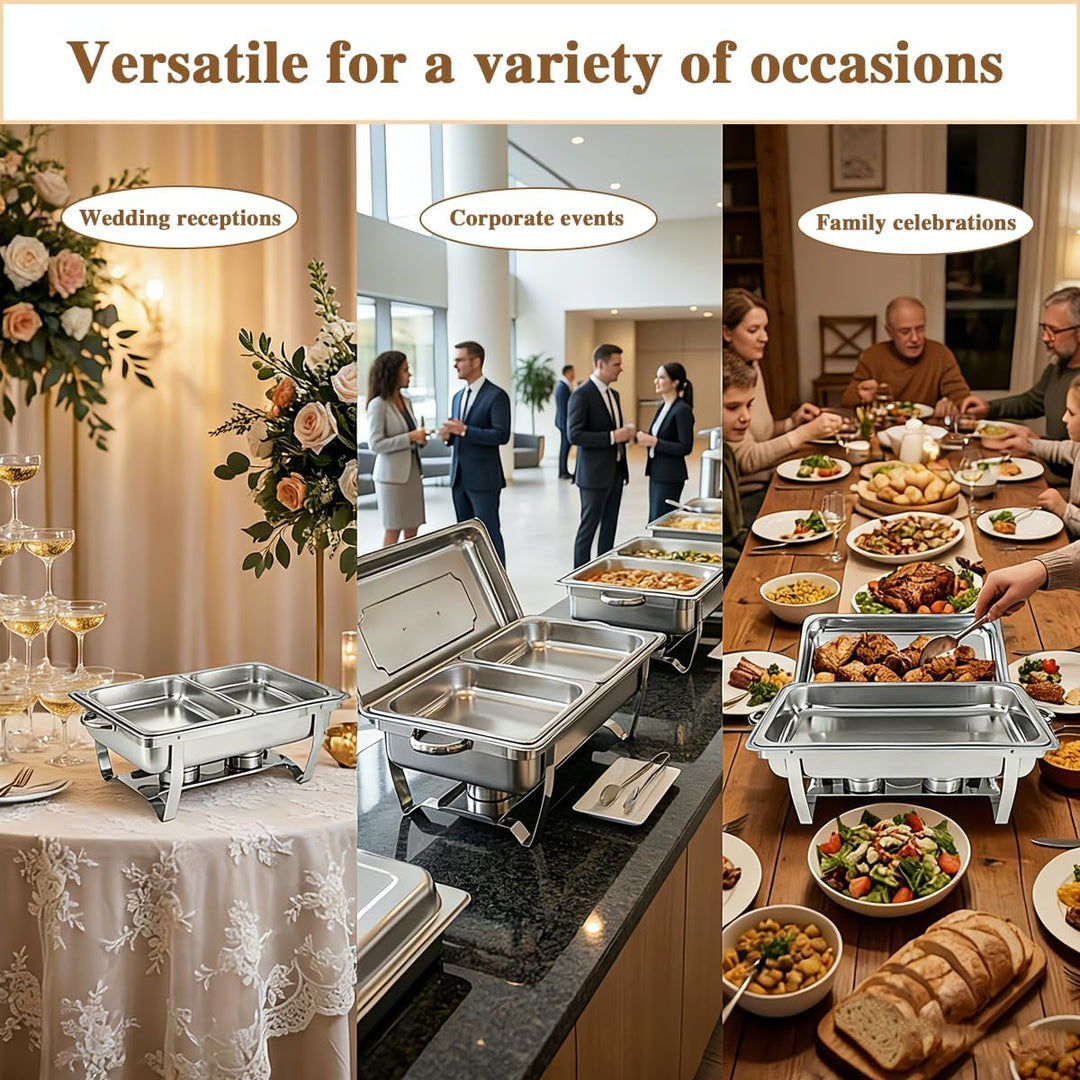2pcs 9 Liter-Chafing Dish Buffet Set,Edelstahl BuffetwäRmer Set,Rechteckiger SpeisenwäRmer Mit Zange