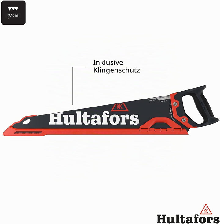 Handsäge 550mm von Hultafors I 7 Zähne pro Zoll I Säge für Holz &amp; Laminat I 45° &amp; 90° Markierung I M