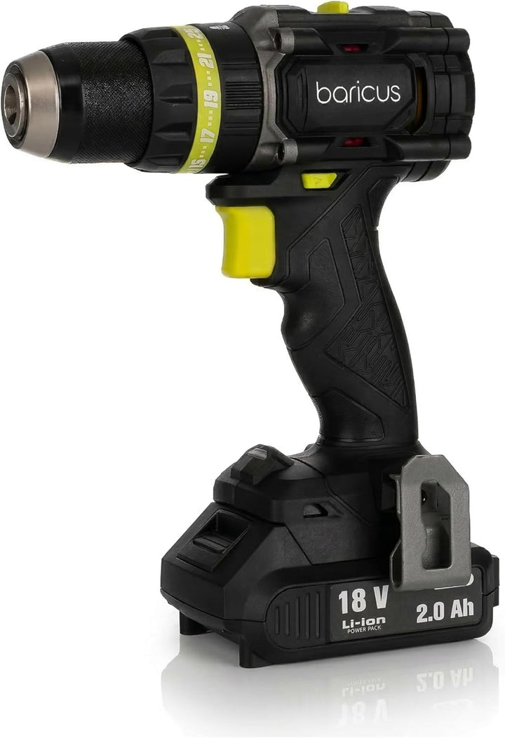 Baricus Akku Schlagbohrschrauber 18V Brushless 75 Nm Digital Display Drehzahlsteuerung 2 Gang 13 mm