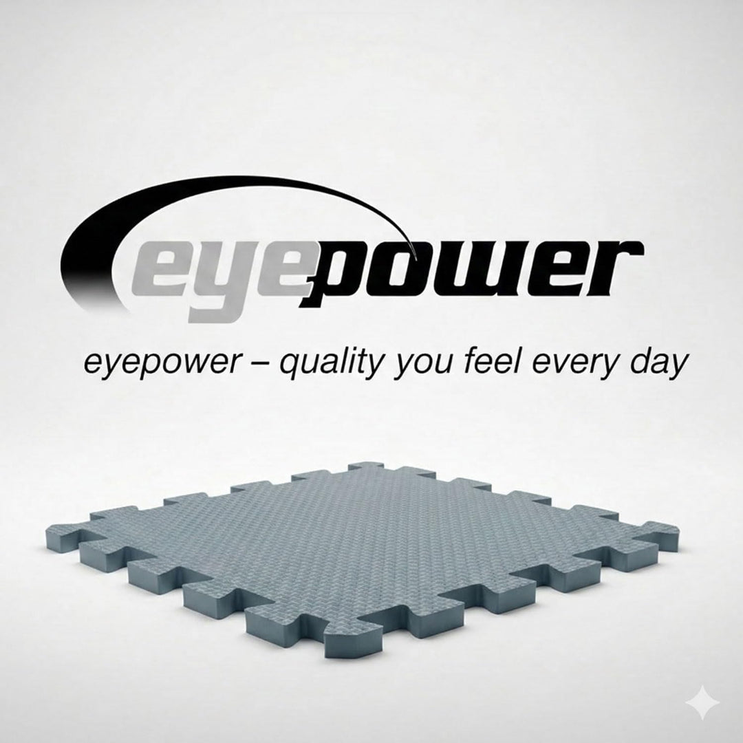 eyepower Bodenschutzmatte Fitness - 9 Puzzlematten 30x30 cm Grau 0,8qm - Homegym Fitnessmatte - Bode