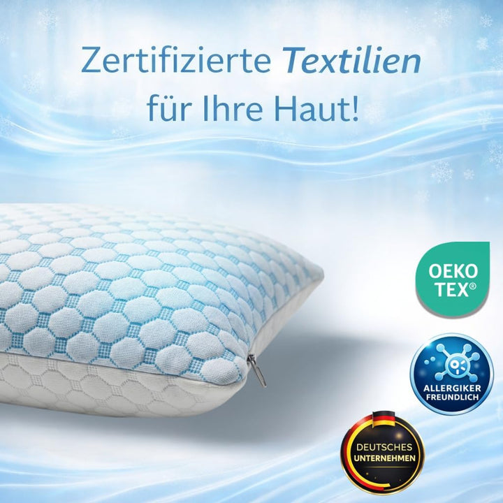 Kühlendes Kopfkissen 40x80 mit Kühlfunktion, Memory Foam Kissen ergonomisch, Nackenstützkissen für S