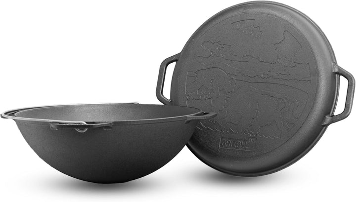 4BIG.fun Gusseisen Kazan 8 L Schwenktopf Kasan mit Deckel-Bratpfanne Wokpfanne Grill Cast Iron Campi