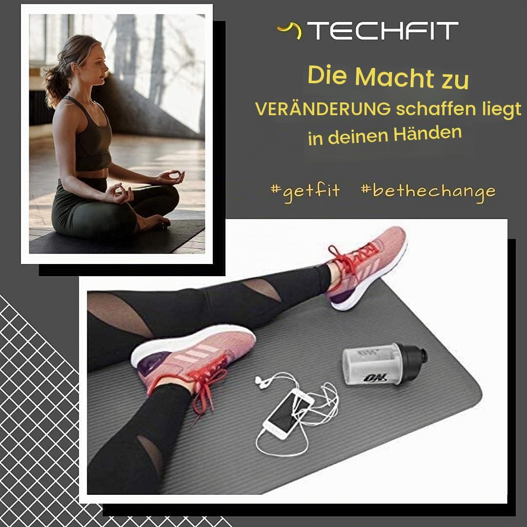 TechFit Yogamatte Rutschfest für das Fitnessstudio zu Hause - Pilates Matte für das Heimtraining, Yo