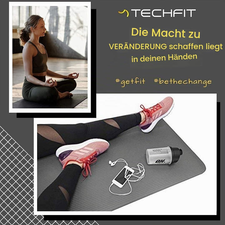 TechFit Yogamatte Rutschfest für das Fitnessstudio zu Hause - Pilates Matte für das Heimtraining, Yo