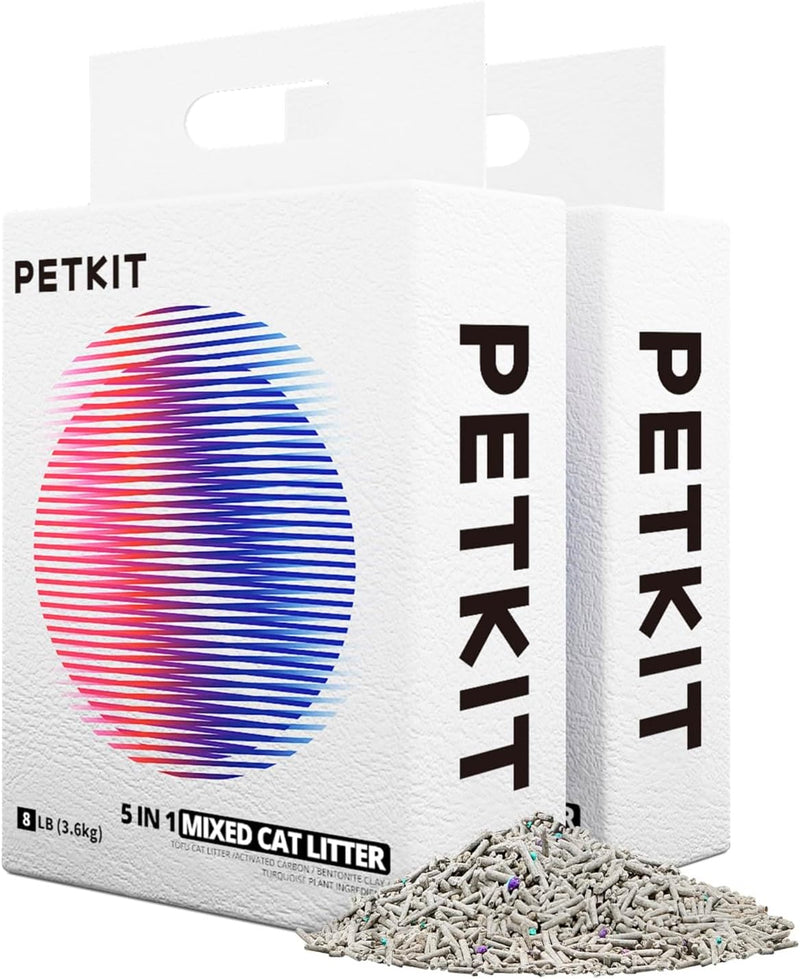 PETKIT 5 in 1 Gemischtes Katzenstreu, Spülbar, Geruchsfrei, Aktivkohle, Extrem Saugfähig und Schnell
