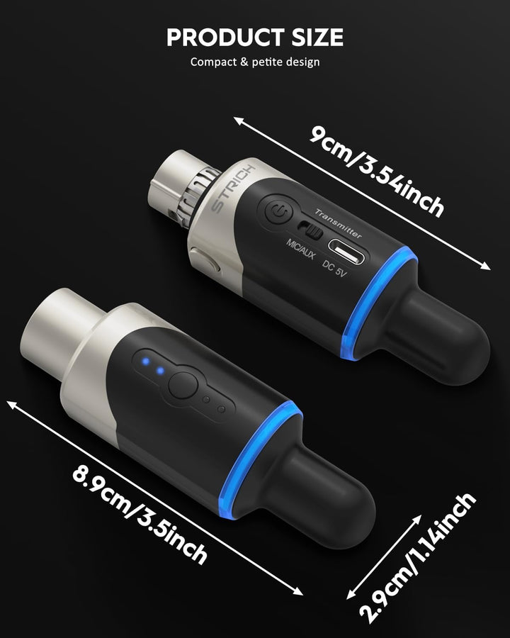 STRICH M5 UHF Wireless XLR Mikrofon-System, 4-Kanal-Sender & Empfänger für Dynamikmikrofon, 61m Reic
