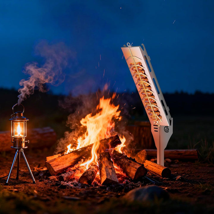 G.a HOMEFAVOR Flammlachsbrett Edelstahl 56 x 17 cm, inkl. Erdspiess Lachsbrett zum Grillen Feuerscha