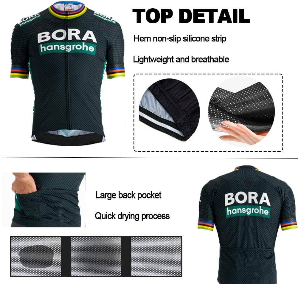 HOMTOL Herren Fahrradbekleidung set Kurzarm Herrentrikot Radhose Radtrikots für Herren Schnelltrockn