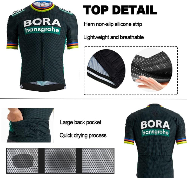 HOMTOL Herren Fahrradbekleidung set Kurzarm Herrentrikot Radhose Radtrikots für Herren Schnelltrockn
