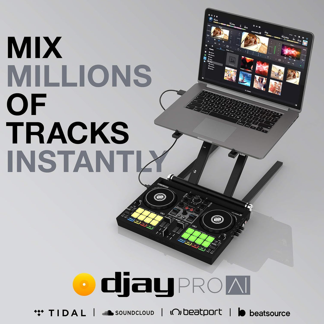 Reloop Buddy Kompakter 2-Kanal DJ Controller für Algoriddim DJay auf iOS, PadOS, Android, Mac und PC