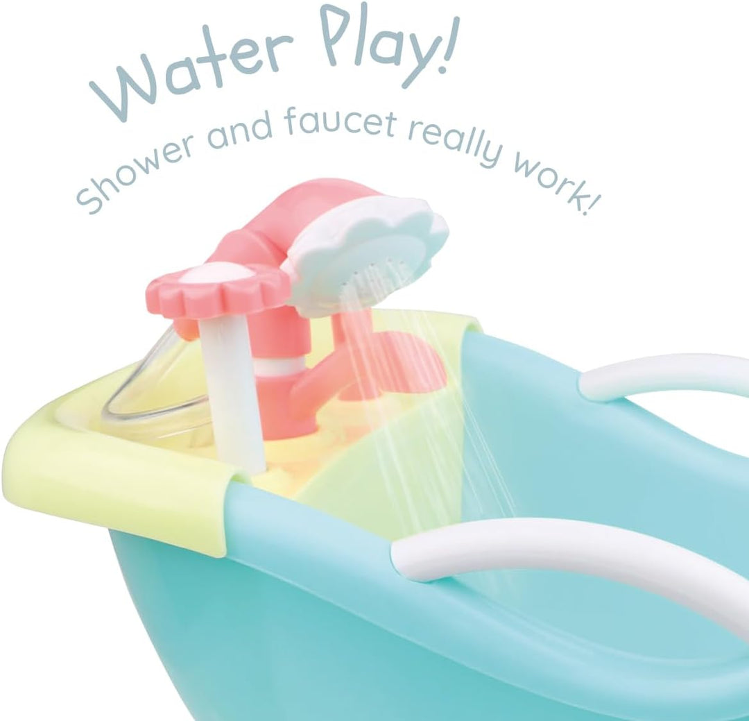 JC TOYS - for Keeps 25520 Zubehör für Babypuppen, Blau Badewanne mit funktionaler Dusche, Badewanne