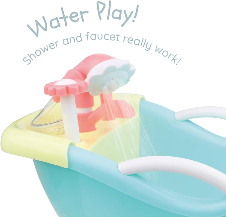 JC TOYS - for Keeps 25520 Zubehör für Babypuppen, Blau Badewanne mit funktionaler Dusche, Badewanne