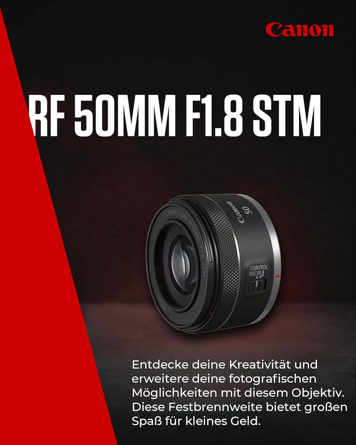 Canon RF 50mm F1.8 STM Objektiv | Kompakt und leicht, hohe Lichtstärke von 1:1,8, kompatibel mit All