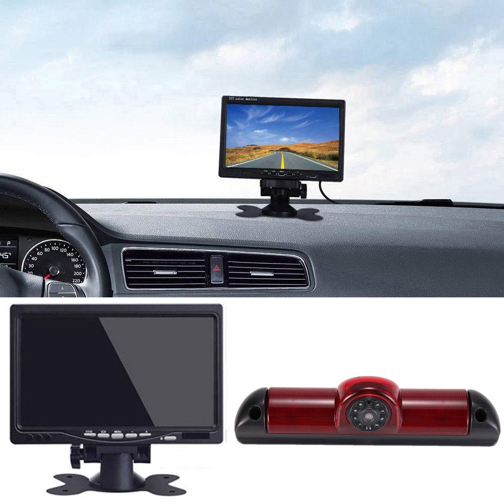 HD Bremsleuchte Rückfahrkamera Set mit 7 Zoll LCD Monitor, Transporter Van Wasserdichte Nachtsicht A