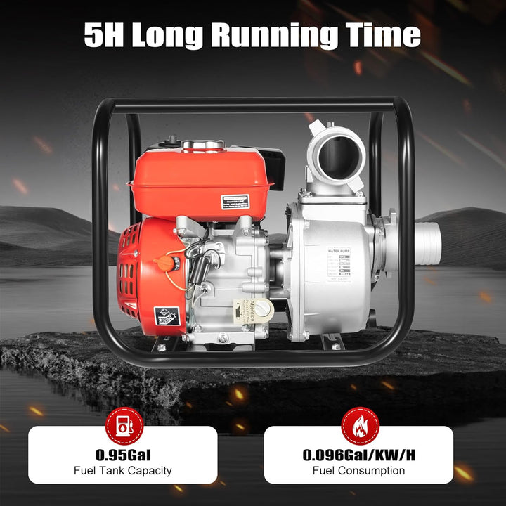 Benzinmotor Wasserpumpe 7.5HP (212cc) 35m³/h Hochleistung – 4-Takt Motor mit 98.43ft Förderhöhe & 3"