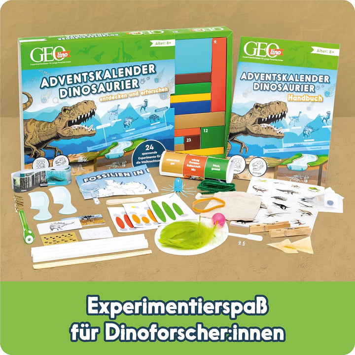 FRANZIS 67205 - GEOlino Adventskalender Dinosaurier entdecken und erforschen, 24 spannende Experimen