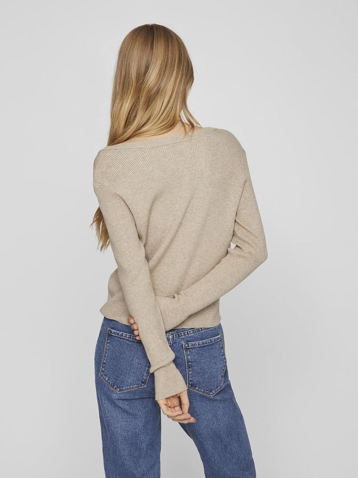 Vila Damen Vicomfy L/S Knit Cardigan-Noos Strickjacke, Natural Melange