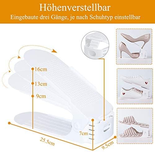 HENGMEI 10er Set Verstellbarer Schuhregal Set Schuhstapler Schuhhalter Schuhorganizer 3 höhenverstel