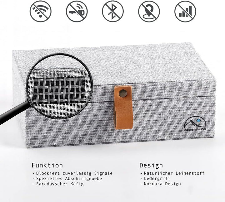 Keyless Go Schutz Autoschlüssel Box aus Leinenstoff, Faraday Box, RFID Anti-Diebstahl, Autoschlüssel