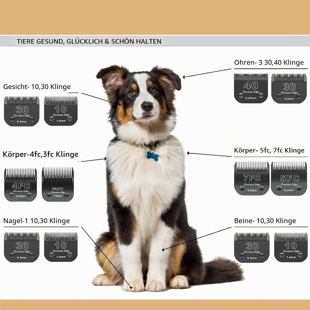 10/7FC/5FC/4FC Edelstahl Hundeschermaschinenklingen,kompatibel mit Heiniger/Andis/Oster A5/Wahl KM10