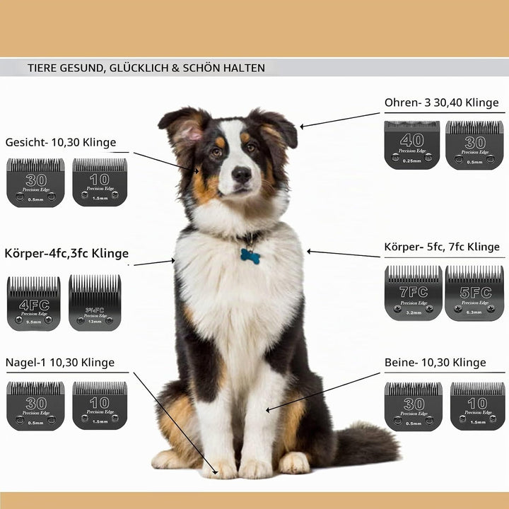 10/7FC/5FC/4FC Edelstahl Hundeschermaschinenklingen,kompatibel mit Heiniger/Andis/Oster A5/Wahl KM10