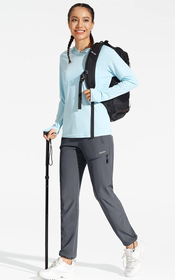 MOCOLY Damen Wanderhose Cargohose Wasserdicht Elastische Outdoorhose Cargo Jogginghose Trekkinghose