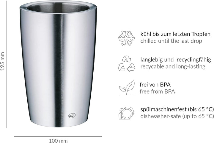 alfi SECCO,Flaschenkühler aus Edelstahl für 0,70 bis 1l Flaschen, Wein, Sekt, Kühlhalten ohne Konden