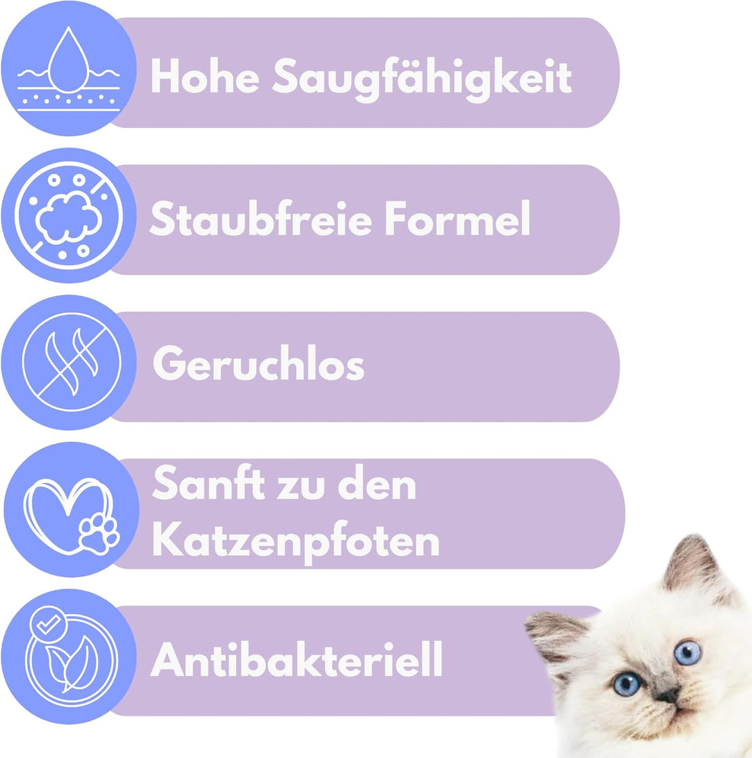 Silky Silikat Katzenstreu, Staubfrei Unparfümiert Kristall Silikatstreu, Geruchsneutral, Hohe Saugkr