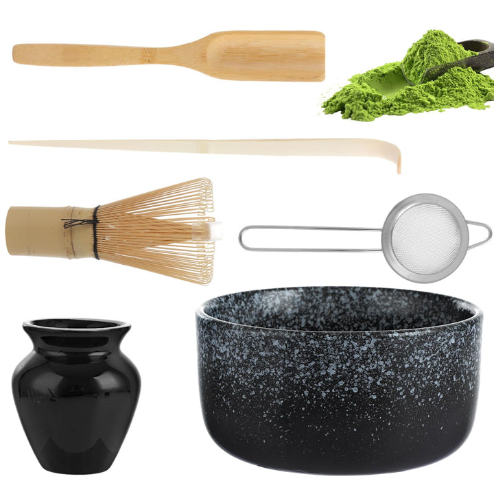 ASelected Matcha Set Matcha Besen 6er-Set Macha Tea set mit Matcha Besen Matcha Schale Teelöffel Tee