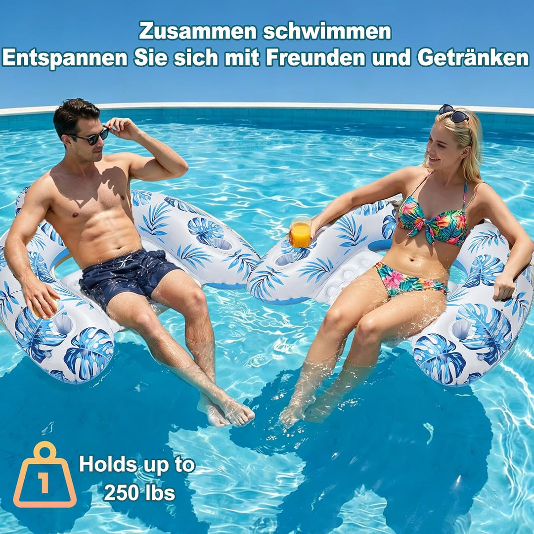 Erwachsene Luftmatratze Pool mit 2 Getränkehaltern für Seen Blue, Blue