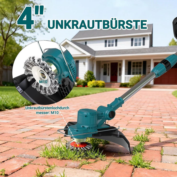 Akku Rasentrimmer für Makita Akkus, Rasentrimmer mit Akku 21V, Rasentrimmer mit Unkrautbürste, Freis