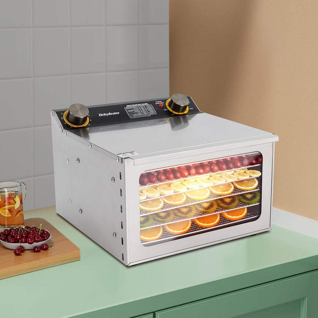 6-Trays Dörrautomat,400W Lebensmittel-Trocknungsmaschine mit 0-12H Timing,30-90℃/86-194℉ Temperaturb