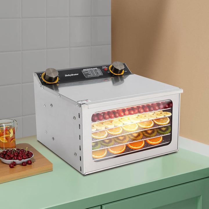 6-Trays Dörrautomat,400W Lebensmittel-Trocknungsmaschine mit 0-12H Timing,30-90℃/86-194℉ Temperaturb