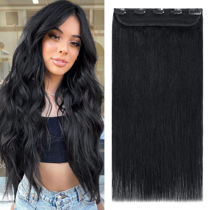 Clip in Extensions Echthaar DICK Haarteile Echthaar 1Pc 5 Clips Extensions Echthaar Clip in Weich Na