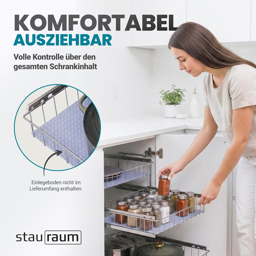 Teleskopschublade für 30cm Schrank – Premium Schrankauszug Küche zum Nachrüsten – Einfache Montage –