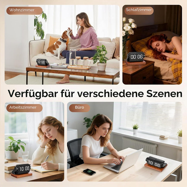 Flip Clock, Retro-Flip-Uhr, Neues USB C Wecker Digital, Grosse Zahl Mechanische Schreibtischuhr, Vin