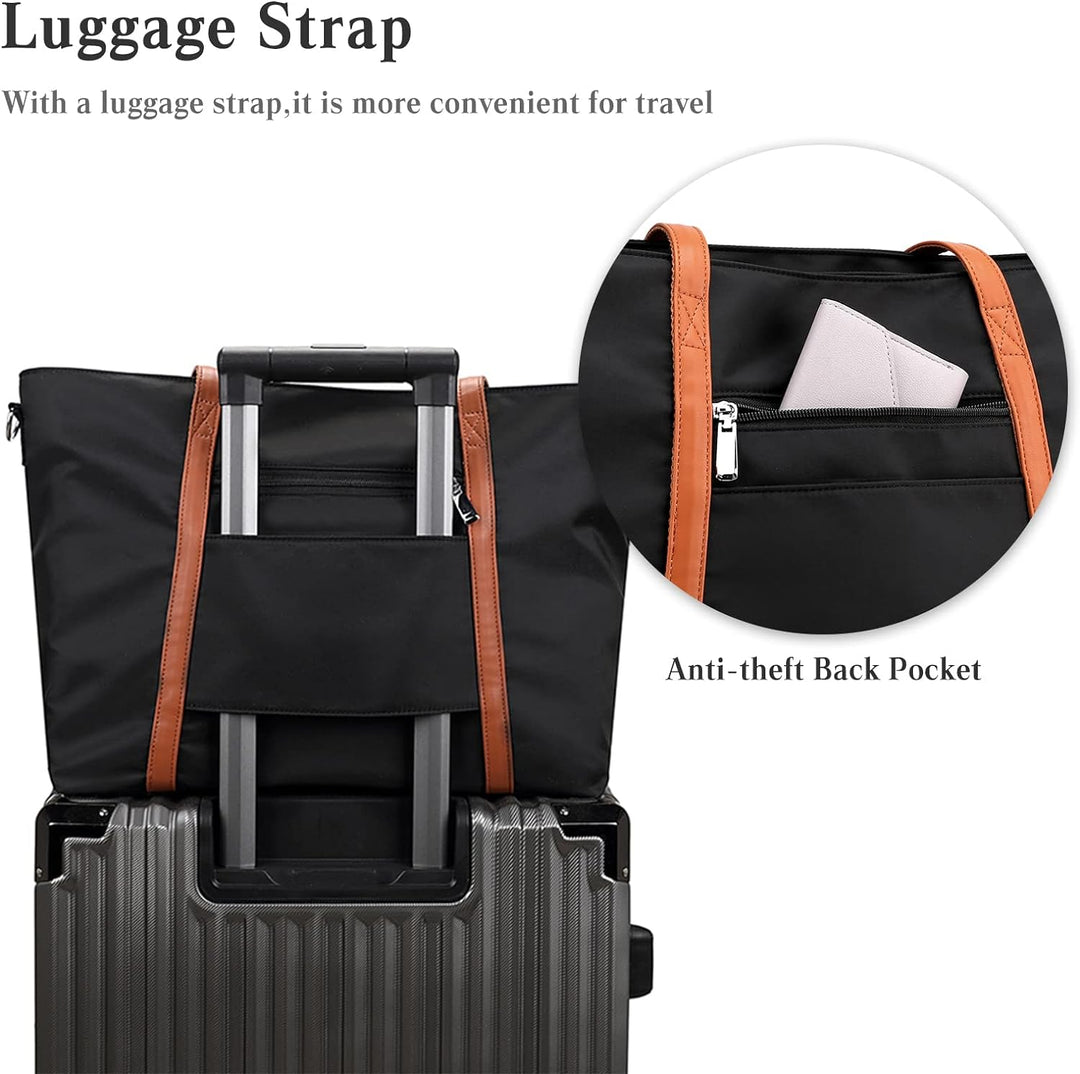 PORRASSO Laptop Tote Bag Damen Handtasche 15.6 Zoll Laptoptasche Schultertasche Umhängetasche Crossb