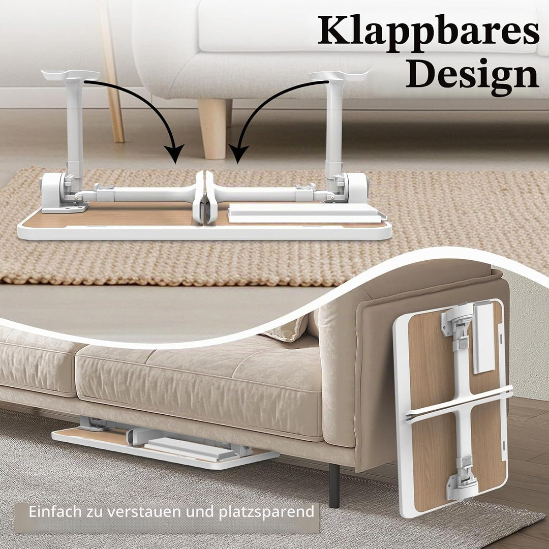 Klappbarer Laptoptisch mit Schublade, LED &amp; Ventilator – Höhenverstellbarer Schreibtisch für Bett, S