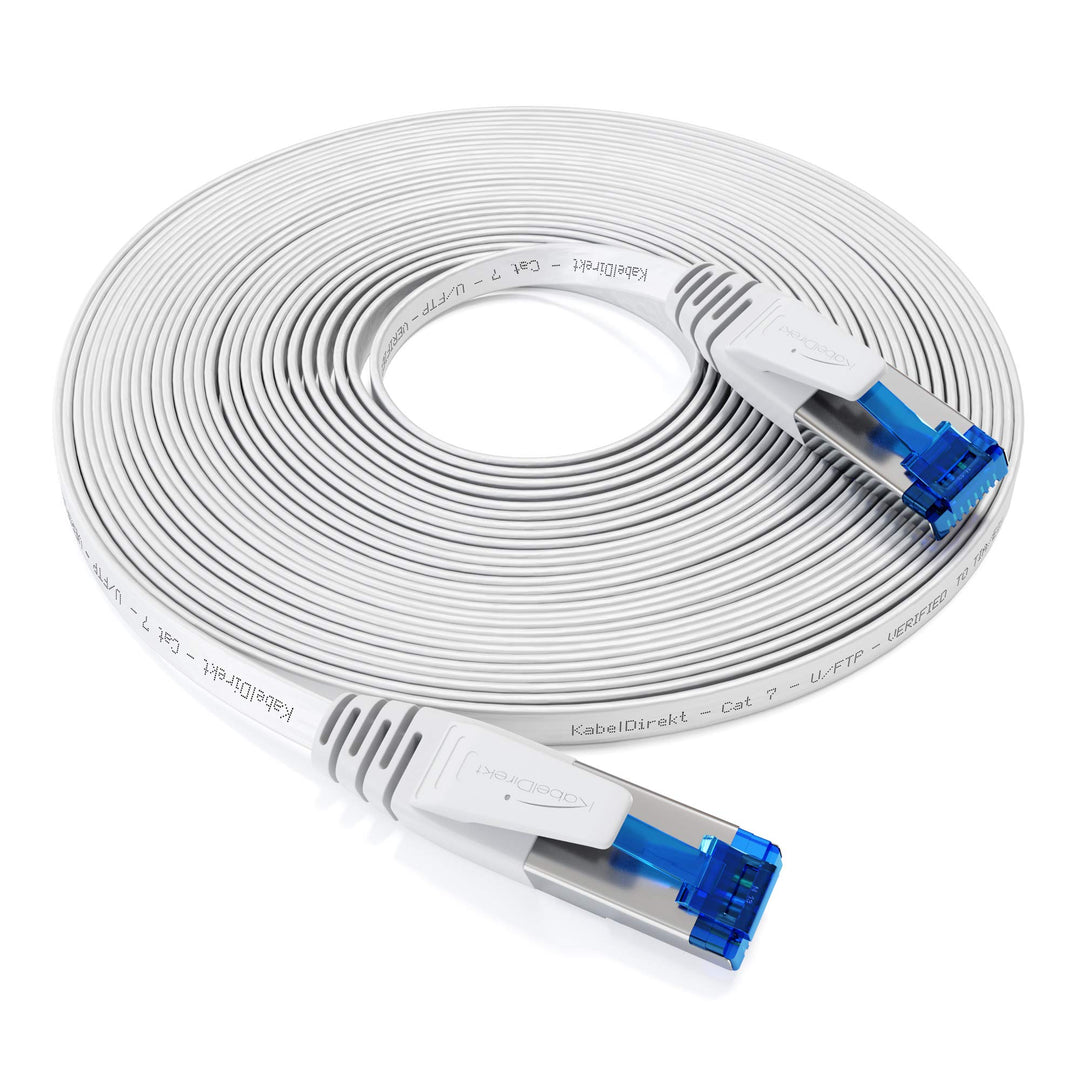 KabelDirekt – LAN Kabel flach, bruchfest konstruiert – 20m (CAT7 Kabel & Netzwerkkabel, 10 Gbit/s, b