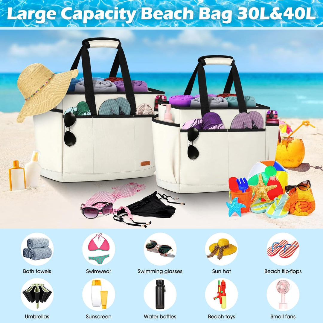 Lubardy Strandtasche XXL Familie Gross Damen Badetasche Shopper mit Reissverschluss Wasserdicht 40L