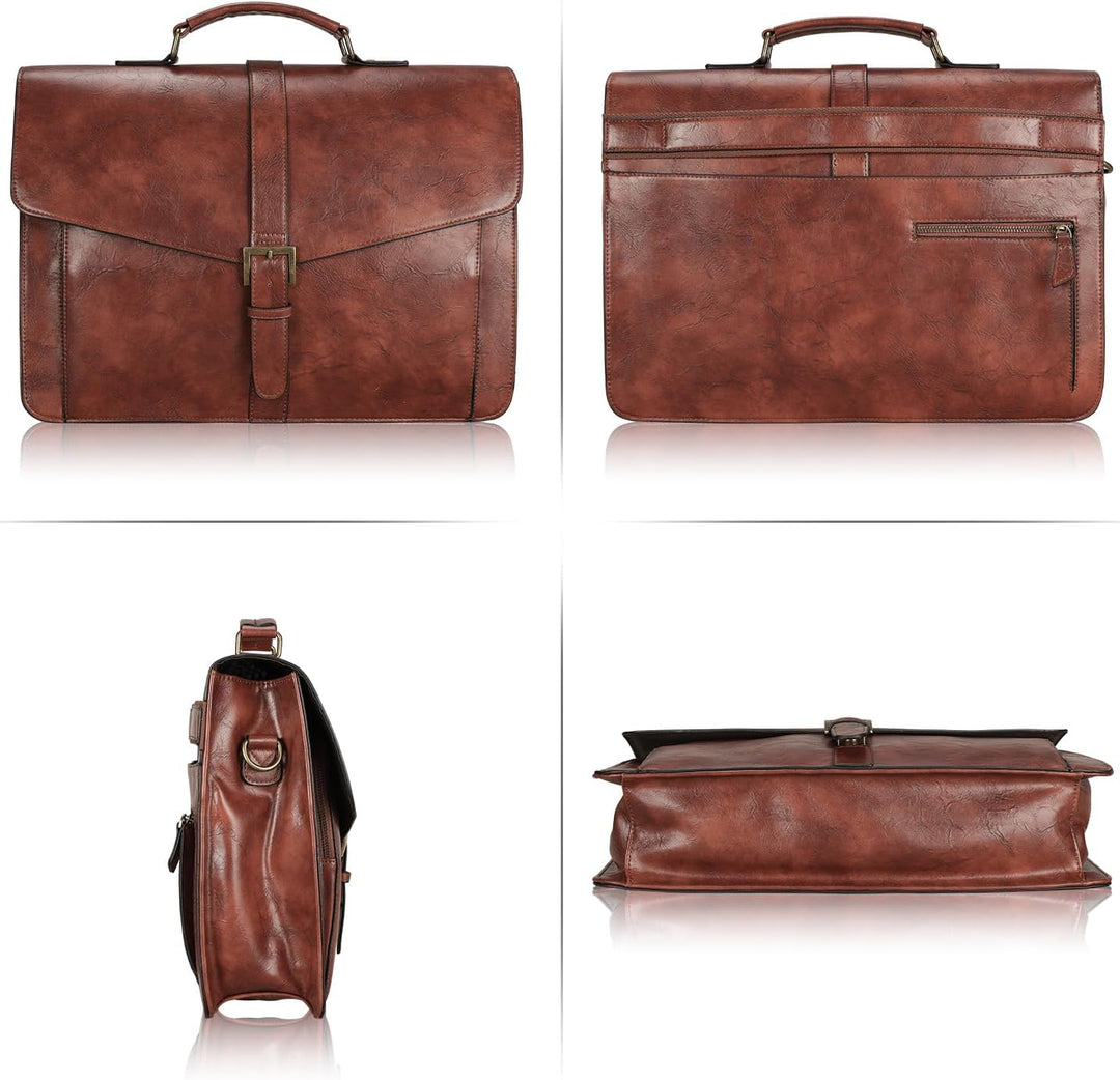 ESTARER Aktentasche Herren PU Leder Arbeitstasche Gross Laptop Umhängetasche für Arbeit, Büro, Busin
